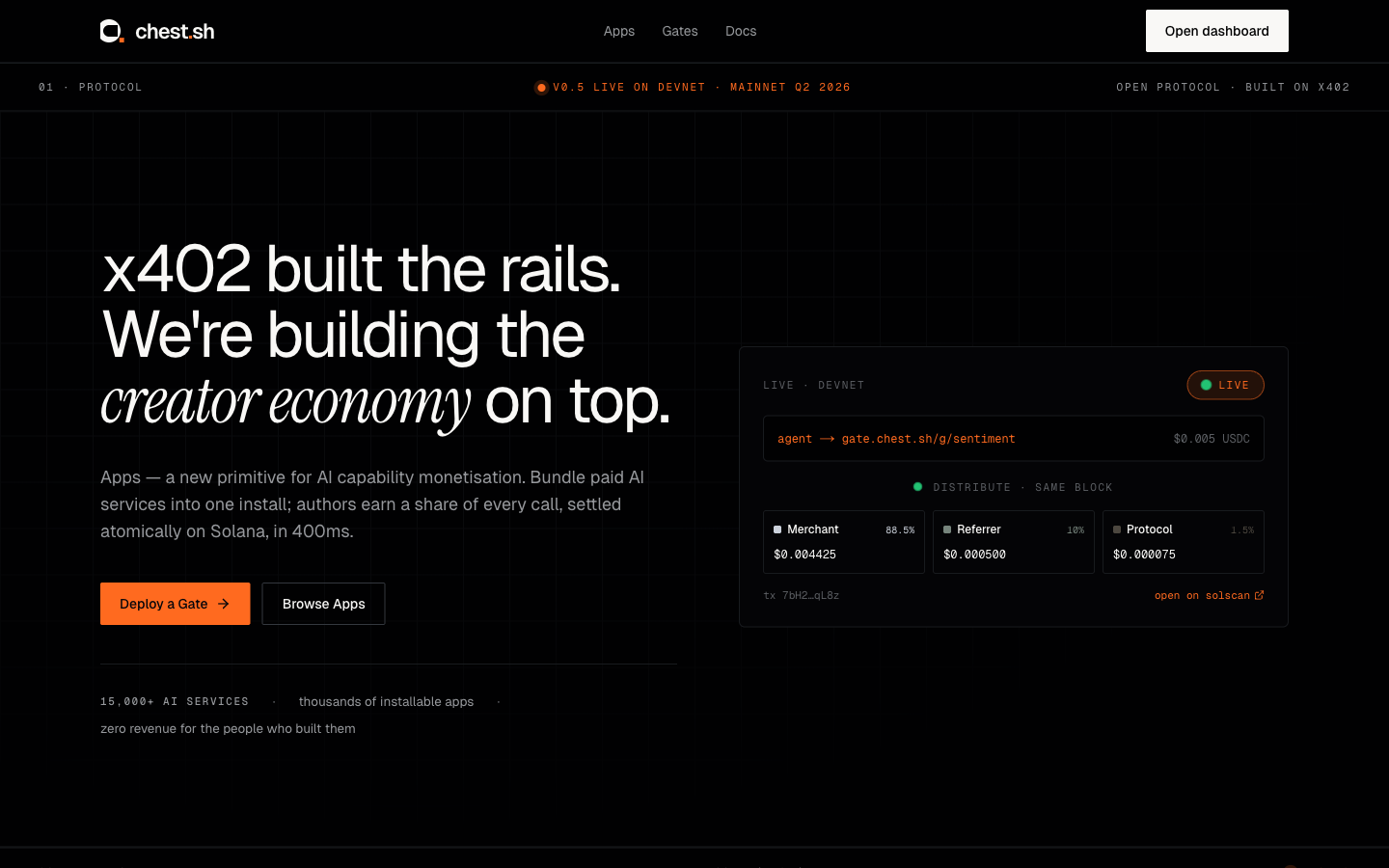 Chest Gate | Trustless Revenue Splits for x402 screenshot 1