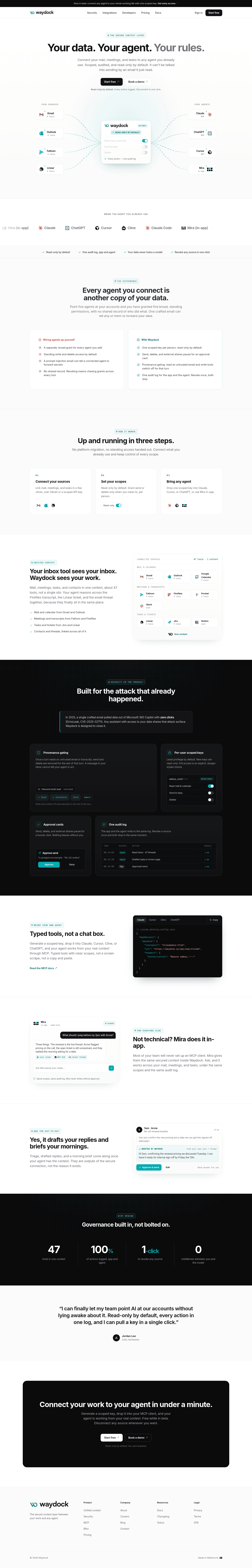 Waydock | Secure Context Layer for Agents screenshot